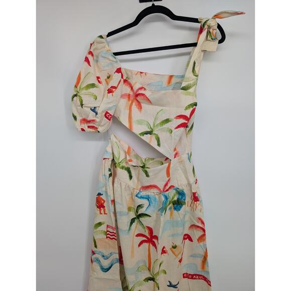 NWT Farm Rio Copacabana Linen Blend Cutout Midi Dress size S #1F460 - Picture 8 of 13